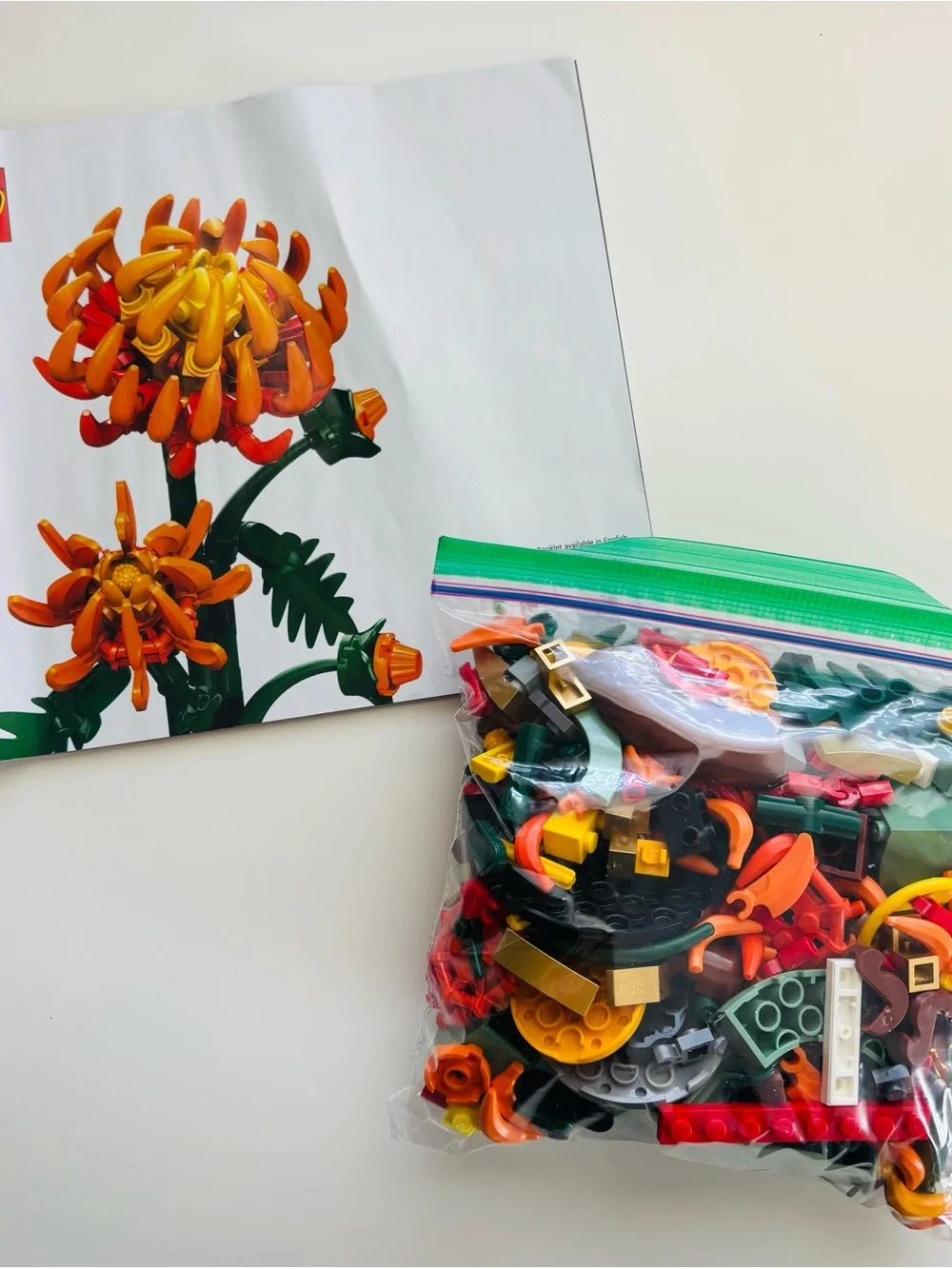 LEGO Orange Chrysanthemum with Green Foliage